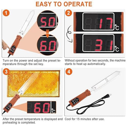 Electric Honey Cutter, Stainless Steel Honey Uncapping Knife with Temperature Control(50-180℃), Honey Extractor for Honey Combs, Beekeeper