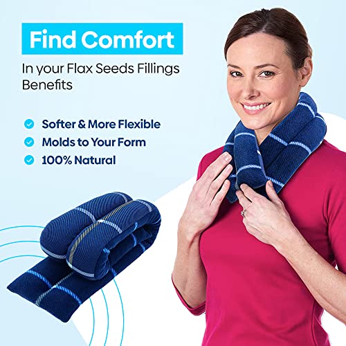 SunnyBay Microwavable Heating Pad for Neck and Shoulder, Heated Neck Wrap, Microwave Heat Pad, Weighted Beanbag Moist Hot or Cold Compress, 2.2 lbs, 26x4 Inches, Ocean Blue - color: 4x26 - Ocean Blue