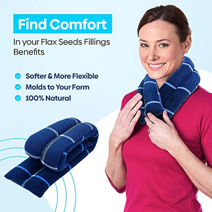 SunnyBay Microwavable Heating Pad for Neck and Shoulder, Heated Neck Wrap, Microwave Heat Pad, Weighted Beanbag Moist Hot or Cold Compress, 2.2 lbs, 26x4 Inches, Ocean Blue - color: 4x26 - Ocean Blue