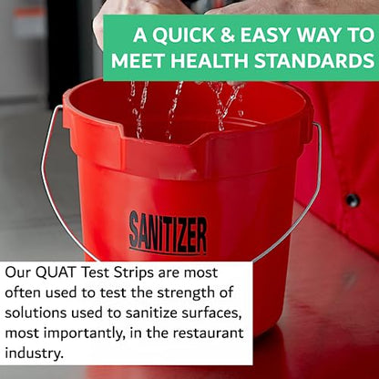 100 Pack Quat Sanitizer Test Strips for Sanitizing Solution – Quaternary Food Service Test Kit for Restaurant Kitchen - QAC QR5 0-500 ppm - 1 x 100-Strip Vials (1 Pack) by FryOilSaver Co.