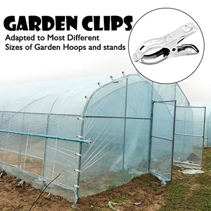 BESTEEL Upgraded 100 PCS Garden Clips, Greenhouse Clamps 100% Stainless Steel Heavy Duty Greenhuose Clips for Netting - Strong Grip to Hold Down Shade Cloth or Plant Cover on Garden Greenhouse Hoops - size: 100PCS