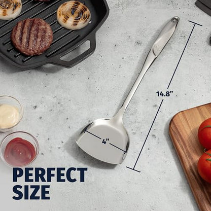 Zulay Kitchen Stainless Steel Wok Spatula - 14.8” Heat-Resistant Metal Turner for Stir-Fry, Sauté & Grilling - Durable, Rust-Proof & Dishwasher Safe Kitchen Utensil for Everyday Use - size: Wok Spatula