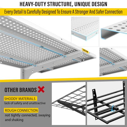 Aecxm 2-Pack 2 Tier 1.3x3ft Garage Shelving Wall Mounted, 500lbs Load Capacity，15.6x36inch per Shelf Height Cassette Adjustable Floating Shelves White - color: White, size: 4pack-1.3x3ft