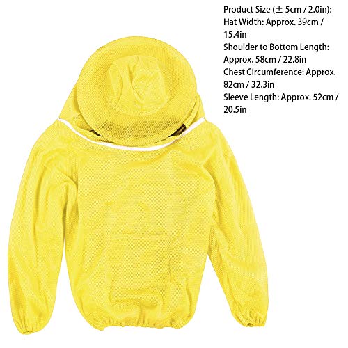 Beekeeping Jacket, Bee Suit Bee Jacket with Veil Professional Ventilated Beekeeper Suit Beekeeping Tools (Yellow) - color: Yellow