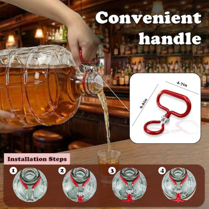 2 Pcs 5 Gallon Glass Carboy with Undrilled Drilled Rubber Stoppers Carboy Handle and Bubble Airlock Brush Transport handles Wine Fermenter Beer Fermenting Jug Glass for Beer Wine Equipment