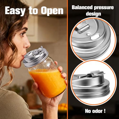 Palksky Mason Jar Drinking Lids,Stainless Steel Wide Mouth Mason Jar Sip Lid accessories,Anticracking Leak Proof Seal Flip Cap Cover Airtight Accessories for Drink,2Pack - style: Mason Jar Drinking Lids 2PCS