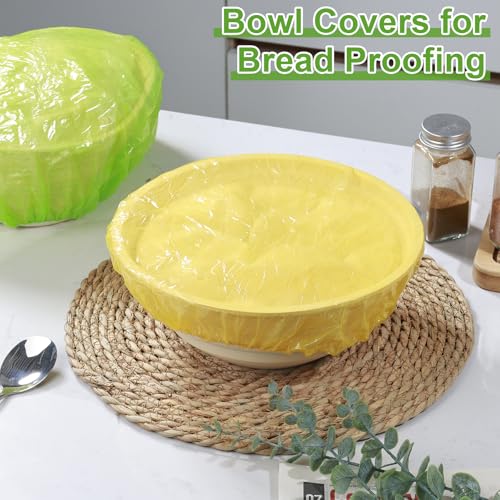 Mwellewm Bowl Covers Reusable Elastic Plastic Wrap for Food Storage Fresh Keeping Stretch Bags Bowl Covers for Bread Proofing Alternative to Foil for Family Outdoor Picnic Sourdough Baking(180)