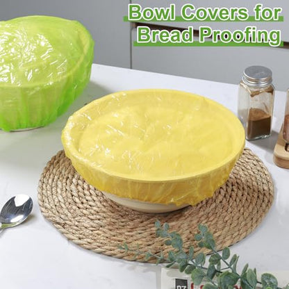 Mwellewm Bowl Covers Reusable Elastic Plastic Wrap for Food Storage Fresh Keeping Stretch Bags Bowl Covers for Bread Proofing Alternative to Foil for Family Outdoor Picnic Sourdough Baking(180)