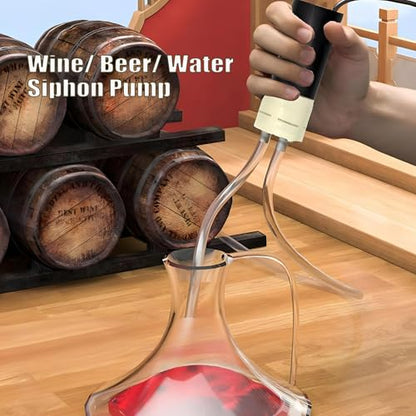Wine Siphon Pump, Food Grade Auto Siphon Self Priming USB Electric Transfer Pump for Bottling Home Brew Wine, Beer, Kombucha, Mini Water Transfer Pump Kit, 2L/Min, No Mess Leak, Low Noise - color: Black