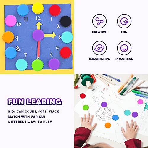 108 PCS Silicone Rubber Bottle Caps, LEEFONE 12 Colors Reusable Beer Caps for Home Brewing Beer, Soft Drink, Wine Bottle, Beer Bottle, Soda Bottles Kitchen Gadgets