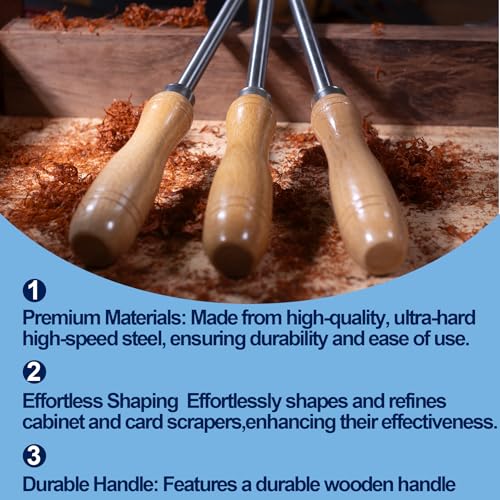 Cabinet Scraper Burnisher Tool, With High-Quality Wooden Handle and Super Hard High Speed Steel Rod, Scraper Burnisher for Creating Sharp Burrs and Honing Card Scrapers - size: Steel Rod