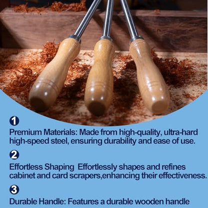 Cabinet Scraper Burnisher Tool, With High-Quality Wooden Handle and Super Hard High Speed Steel Rod, Scraper Burnisher for Creating Sharp Burrs and Honing Card Scrapers - size: Steel Rod