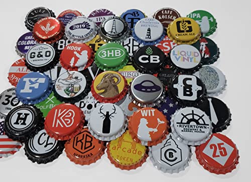 100 Craft Beer Bottle Caps, Few Repeats, No Dents, Huge Variety of Assorted Crown Caps