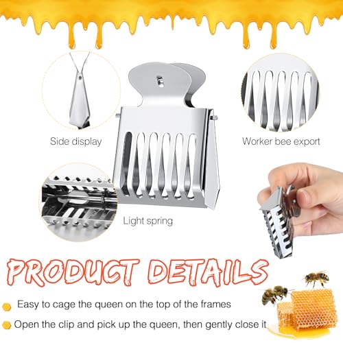 Qualirey 12 Pcs Queen bee Marker Kit 8 Queen Bee Marker Pens 4 Metal Catcher Clips Beekeeping Tools Supplies for Beekeeper One Handed Essential