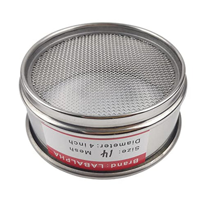 LABALPHA 14 Mesh Lab Sieves, Test Sieve #14 Mesh, 4'' Diameter, 304 Stainless Steel Wire Cloth (1.43mm) - size: 14 mesh (1.43mm)