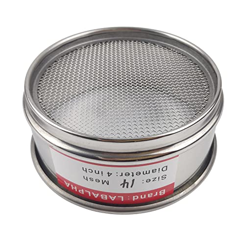 LABALPHA 14 Mesh Lab Sieves, Test Sieve #14 Mesh, 4'' Diameter, 304 Stainless Steel Wire Cloth (1.43mm) - size: 14 mesh (1.43mm)