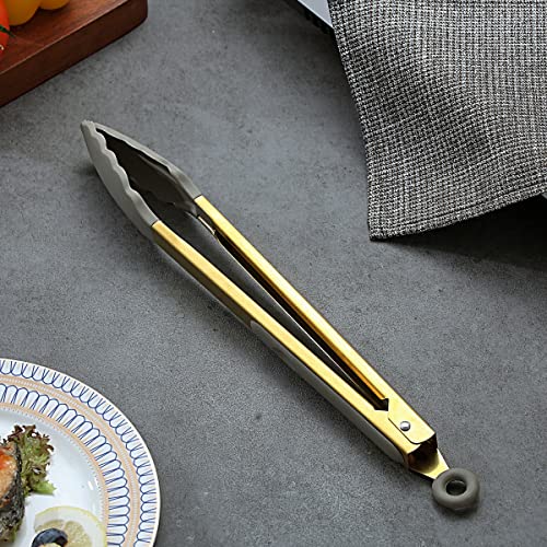 Gold Cooking Tongs, Berglander Heavy Duty Food Tongs For Cooking With Silicone Tips And Titanium Gold Plating Handle, Kitchen Tongs, Grill Tongs, Dishwasher Safe, Easy to Clean - style: i. Cooking Tong