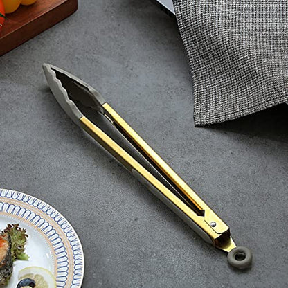 Gold Cooking Tongs, Berglander Heavy Duty Food Tongs For Cooking With Silicone Tips And Titanium Gold Plating Handle, Kitchen Tongs, Grill Tongs, Dishwasher Safe, Easy to Clean - style: i. Cooking Tong