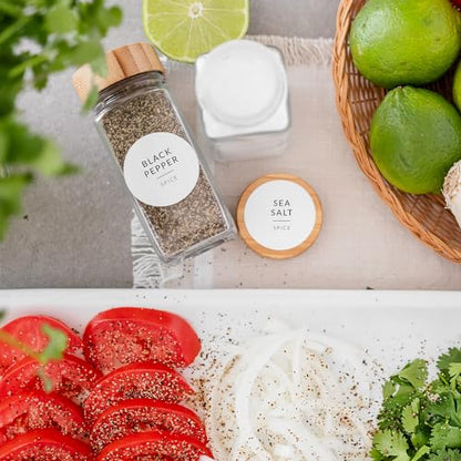 Round Spice Labels Stickers for Glass Jars - 140 Preprinted Waterproof Spice Jar Labels Stickers for Top of Lids, Seasoning Labels Only, Kitchen Pantry Organization - style: White Round Spice Labels