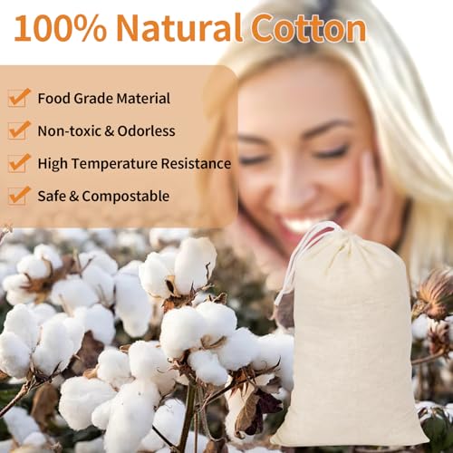 40 Pcs Empty Spice Bags for Cooking Soup, Reusable Tea Bags for Loose Tea, 4x6 In Natural Muslin Drawstring, Small Cheese Cloth Cotton for Straining, Unbleached Cheesecloth Herb Sachet - size: 4x6 IN -40 PCS