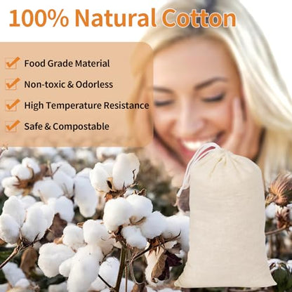 40 Pcs Empty Spice Bags for Cooking Soup, Reusable Tea Bags for Loose Tea, 4x6 In Natural Muslin Drawstring, Small Cheese Cloth Cotton for Straining, Unbleached Cheesecloth Herb Sachet - size: 4x6 IN -40 PCS