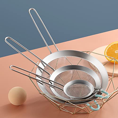 304 Stainless Steel 5.51 inch Fine Mesh Strainers for Kitchen, Colander-Skimmer with Handle, Sieve Sifters for Food, Tea, Rice, Oil, Noodles, Fruits, Vegetable 5.5 inch - size: Medium 5.5 inch