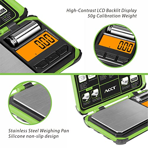 Precision Pocket Scale, 200gx0.01g Jewelry gram Scale, Digital Food Scale with LCD Display, one-Click Conversion 6 Units, Mini Scale for Weed/Kitchen/Powder/herb/Coins(Battery Included) - color: Fluorescent green