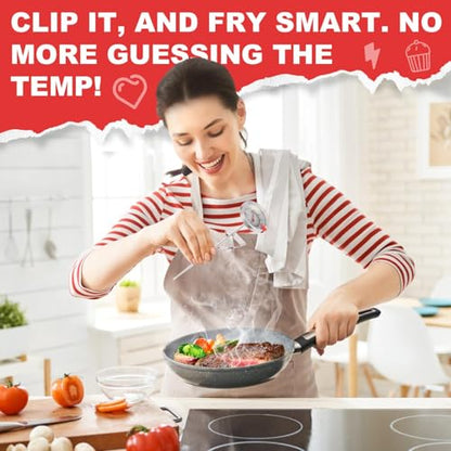 Candy Thermometer, Oil Thermometer for Frying with Clip, 11" Long Probe Deep Fry Tool with 2" Large Dial, Mechanical Food Gauge for Candy Making, Turkey, BBQ, Grill, Candle Making & Deep Frying