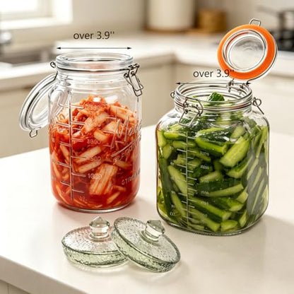 Glass Fermentation Weight with Easy Grip Handle,2 Pack Large and Heavy Fermenting Weights for 3.9inch Wide Opening Gallon Jars,Dishwasher Safe - size: Large