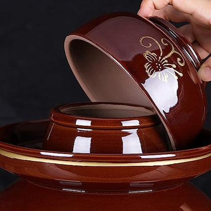 Ceramic Fermentation Crock Jar Kit,Sauerkraut Crock, Traditional Chinese Porcelain Pickle Jar with Water Seal Airlock Lid,Pickle Jar for Fermenting or Pickling Pickl 4kg - size: 4kg