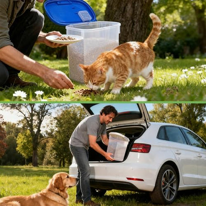 10-15 Lbs Dog Food Storage Container Airtight - Slim Pet Cat Food Container with Lid, Scoop and Cup - Clear Plastic Dry Food Storage Bin for Dogs, Cats, Bird Seeds, Kibble, Pellets, Rice, Flour - color: Sapphire Blue