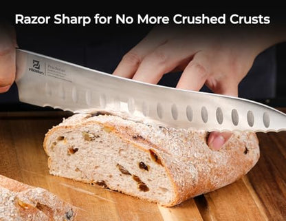 Piklohas Resharpenable Bread Knife for Homemade Bread, 8 Inch Serrated Sourdough Knife with Offset Handle, Innovative Wavy Edge for Clean Slices Crusty Bread, Bagels, Pineapple & Tomatoes, Gift Box - size: 8"