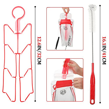 Patelai 8 in 1 Hydration Bladder Cleaning Kit Includes 3 Different Brushes and Drying Collapsible Bladder Frame, Water Reservoir Backpack Cleaning Kit - color: Red