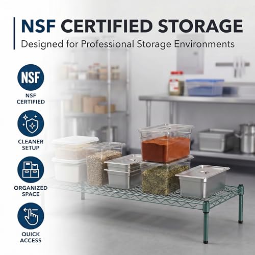 24" x 60" x 14" Green Epoxy Wire Storage Shelf | Dunnage Rack, Commercial, 1 Tier, Small Shelf - color: Green, size: 24"D x 60"W x 14"H