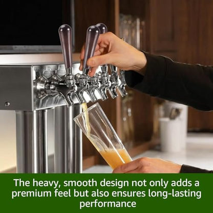 MRbrew 2 Pcs Solid Wood Beer Tap Handle with 3/8" Thread, 3" Brown Cylinder Beer Faucet Handle Comfort Grip for Kegerator Faucets, Homebrew, Kegerators and Bars