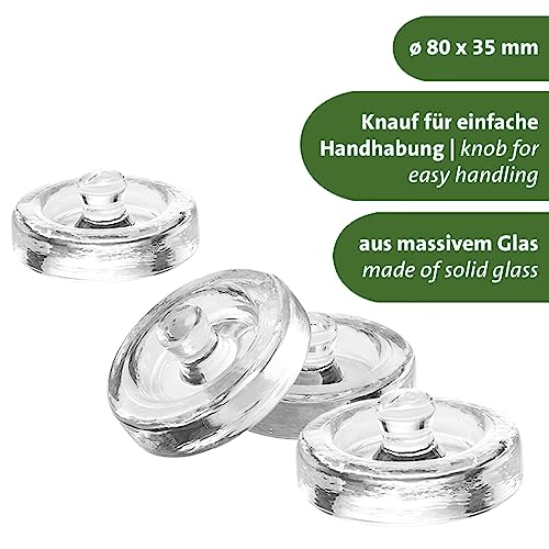 Westmark Fermentation Weights - Fermentation Set of 4 Fermentation Weights for Fermentation, Glass Weights in Two Sizes, Accessories for Fermentation - Glass, Diameter 8 cm, Pack of 4 - size: Ø 8 cm