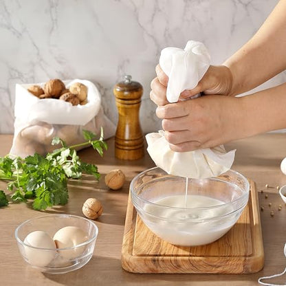 3 Pack Reusable Nut Milk Bag, Food-Grade Nylon Cheese Cloth Bag for Straining, Strong Fine Mesh Strainer Bags with Drawstring for Nut Milk, Cold Brew Coffee, Greek Yogurt, Tea and Juice, 9.5"x14"