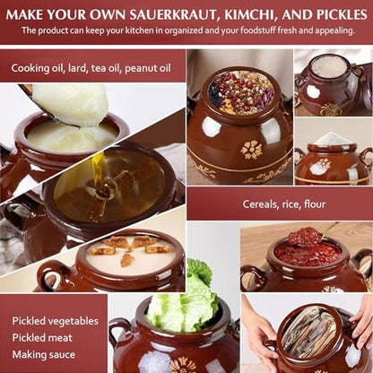 Fermentation Crock Jar Sauerkraut Ceramic Fermenting With Seal Lid(10L) - size: 10L