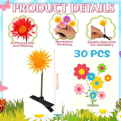 30 Pcs Bean Sprout Hair Clips Rave Mixed Style Plant Hairpins Hair Accessories for Party Irish(Daisy) - style: Daisy