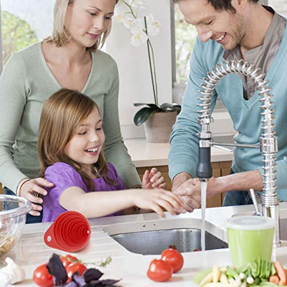 Funnels for Kitchen Use, Food Grade Silicone Collapsible Kitchen Funnel (Red) - color: 2-Red