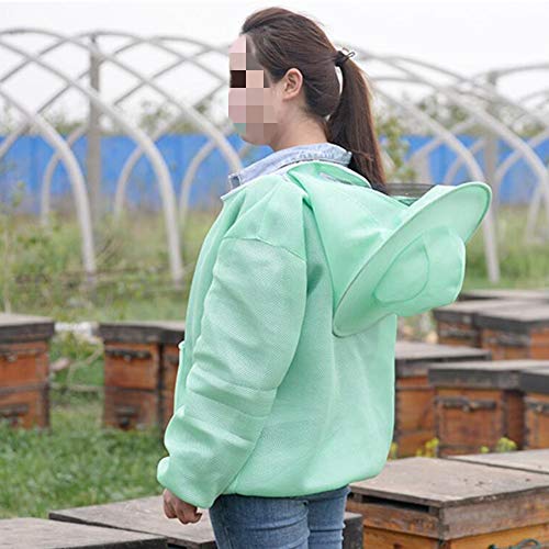 Breathable Beekeeping Protective Jacket Suit with Pull Hat Veil for Professional and Beginner Beekeepers Without Pants - color: Green