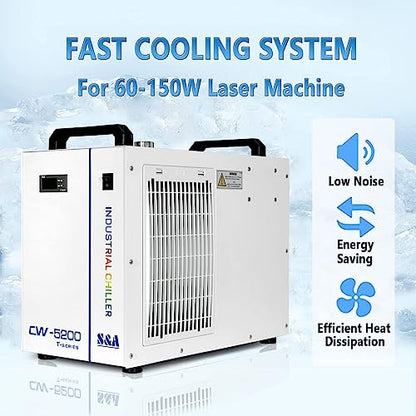 S&A Genuine CW-5200DH（Upgraded 5200DG） Water Chiller Duty Free for CO2 Laser Engraving Cutting Water Cooling Shipping from US - size: CW-5200DH (US Stock)
