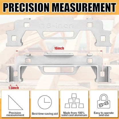 Tandefio 2 Pcs 16 Inch Framing Tools Framing Stud Layout Tool Cast Aluminum Stud Measurement Spacing Precision Jig Tool for Walls Roofs Floors or Ladders