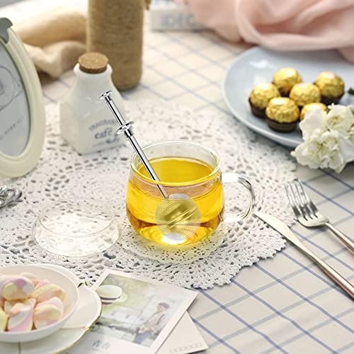 Numola Long Handle Tea Ball Stainless Steel with Drip Trays, 4Pcs Premium Tea Infuser Filter for Loose Leaf Tea, Reusable Fine Mesh Tea Interval Diffuser Strainer for Cup and Teapot - style: Long Handle Tea Ball x 4