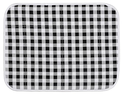 Ramanta Home Buffalo Plaid Check Dish Drying Mat Set of 2 Black - 18x24 Inches, Cotton Top Cover Absorbent Dish-Drying Mats For Sink, Dishwasher | Extra Large Kitchen Countertop Protector Dishes Pad - color: Black-White