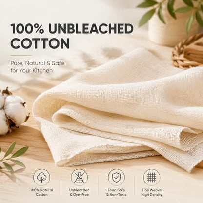 Reusable Cheesecloth,Grade 100,20x20 Inch Hemmed Cheese Cloth for Straining Craft,100% Cotton Unbleached Cloth Strainer for Cooking,Baking,Juicing,Cheese Making,Ultra Fine and Dense,Washable - size: 20*20 inch*1 PCS