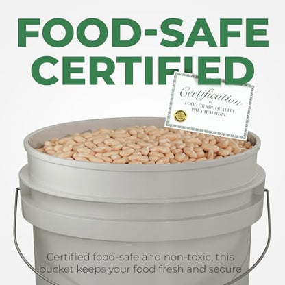 5-Gallon Grey Bucket Pail Container with Lid | Metal Handles with Plastic Grip | Multi-Use | Easy Stack and Store | Heavy-Duty, Approx 90 MIL, Extra Durable | Food Grade | BPA Free - 1 Pack - color: Gray, size: 1 Pack