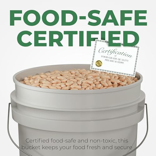 EconoHome 5-Gallon Grey Bucket Pail Container with Lid | Metal Handles with Plastic Grip | Easy Stack and Store | Heavy-Duty, Approx 90 MIL, Extra Durable | Food Grade | BPA Free - 2 Pack - color: Gray, size: 2 Pack