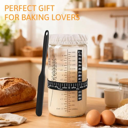 57oz Sourdough Starter Jar Kit, Extra Large Capacity Sourdough Jar | Wide Mouth Sourdough Bread Starter Kit for Perfect Sour Dough Bread (Black) - size: Tall - Black 1 Pack B