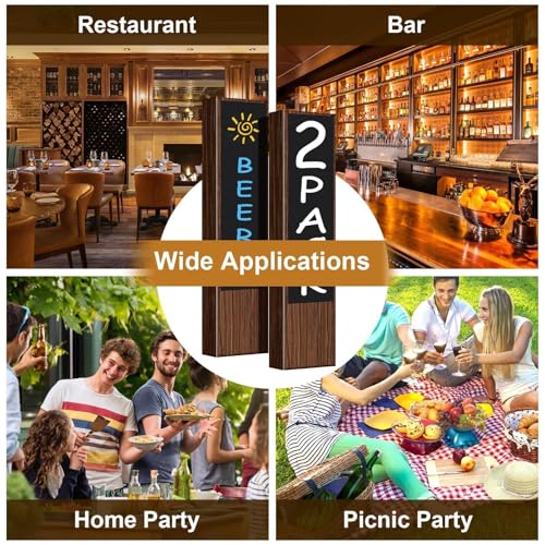 2PCS Beer Tap Handle - Wooden Walnut Chalkboard Keg Tap Handle, Bar Kegerator Tap Handles with 3 Pens, Draft Beer Faucet Handle for Beer Lovers